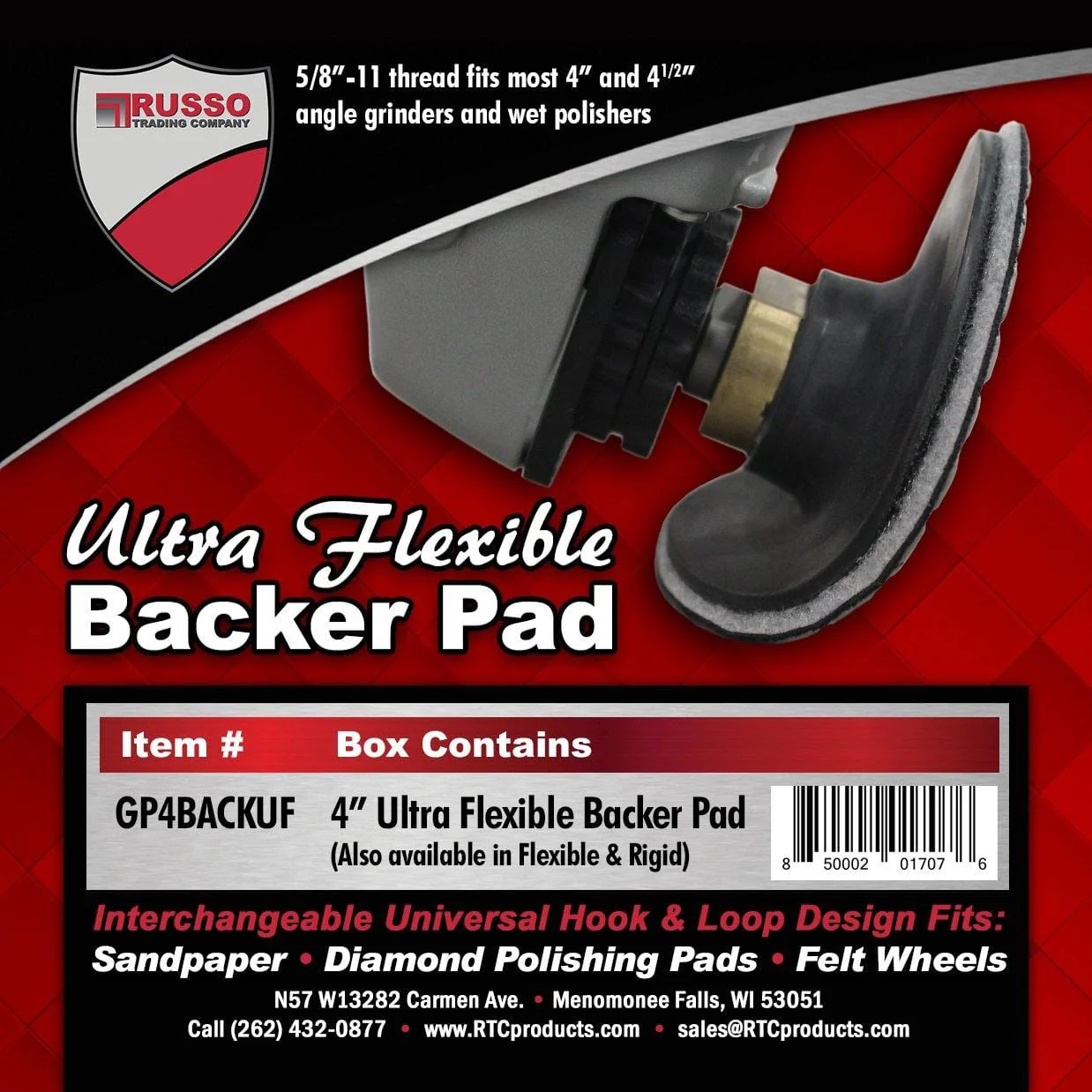RTC Products 4" Hook & Loop Backer Pad - Image 3